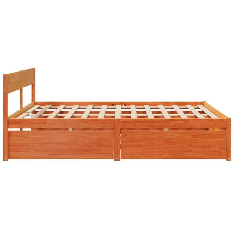 Cadre de lit sans matelas cire marron 200x200cm bois pin massif - 5
