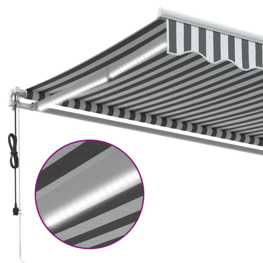 Auvent rétractable automatique avec LED anthracite et blanc - 12