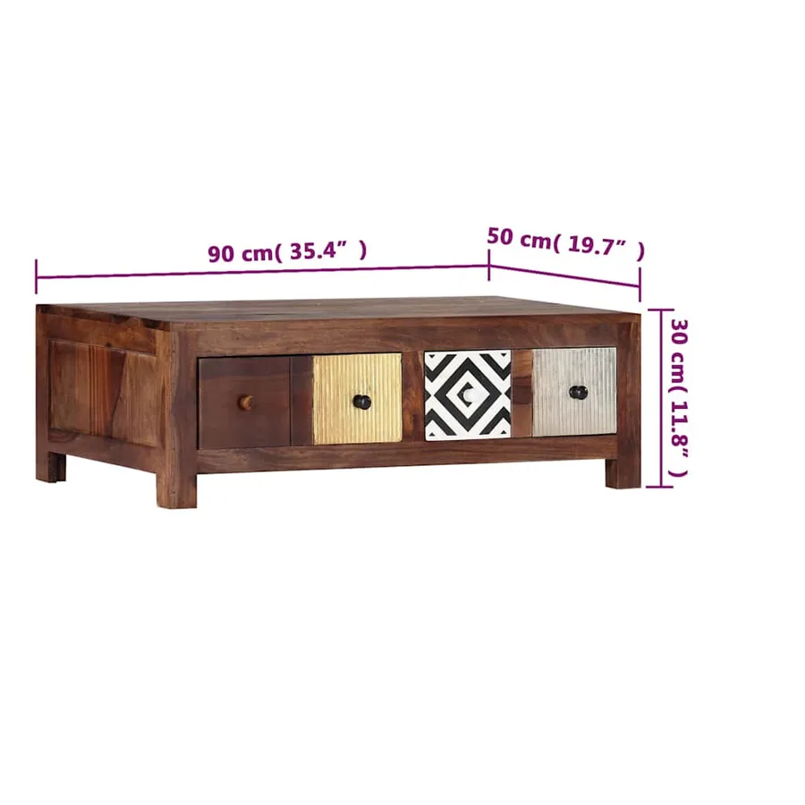 Table basse 90x50x30 cm Bois massif - 5