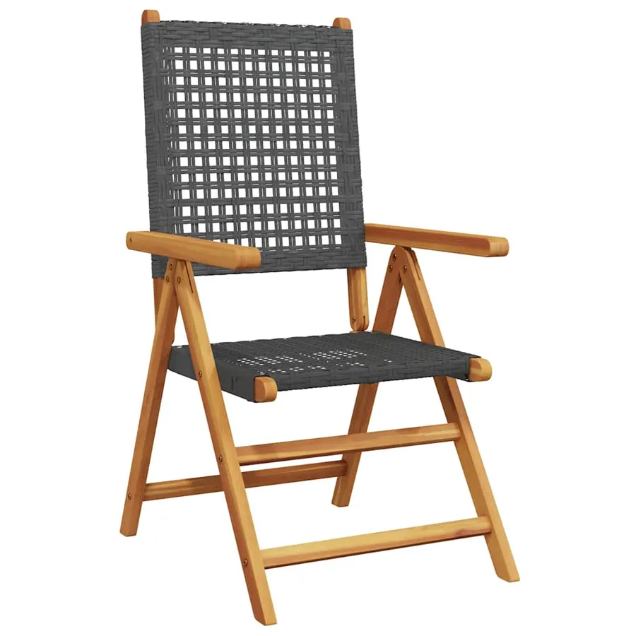 Chaises inclinables de jardin lot de 4 noir rotin bois massif - 3