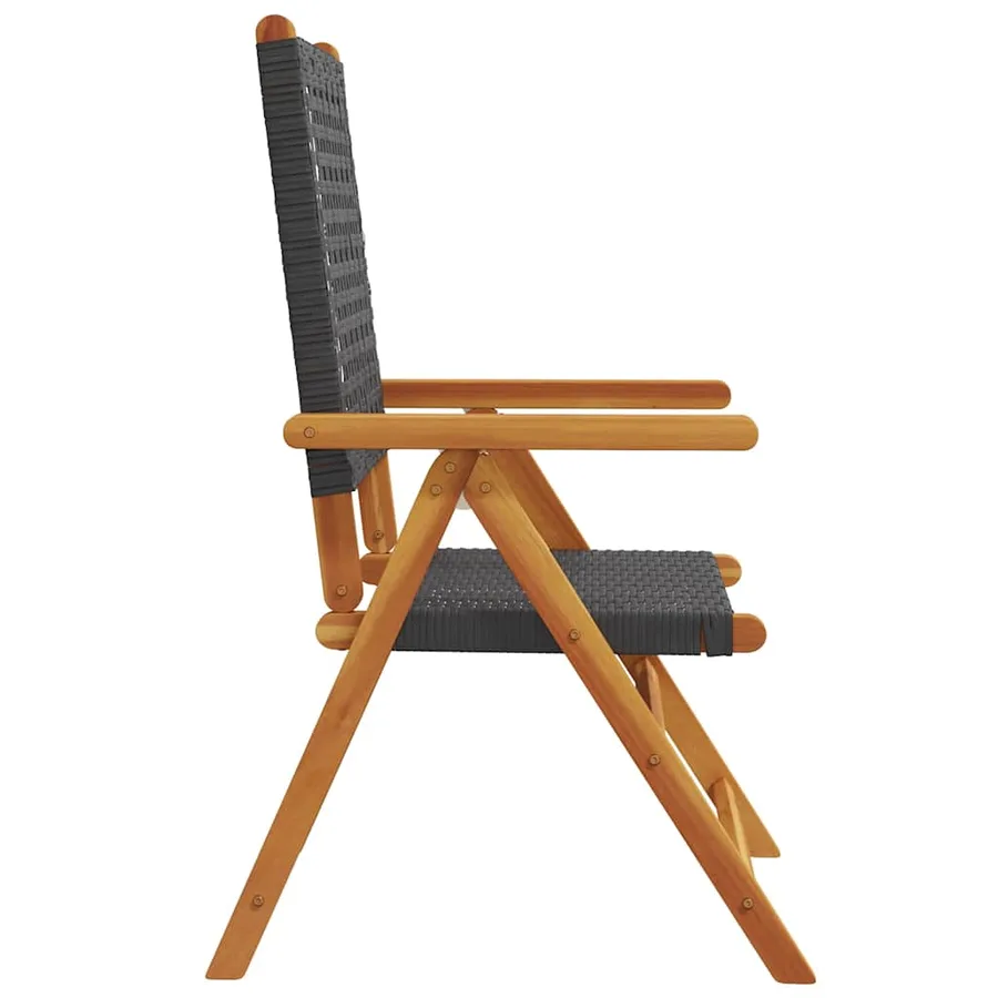 Chaises inclinables de jardin lot de 4 noir rotin bois massif - 5