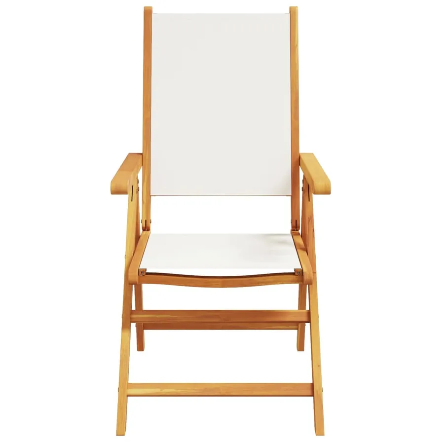 Chaises de jardin lot de 2 blanc crème bois acacia massif tissu - 5