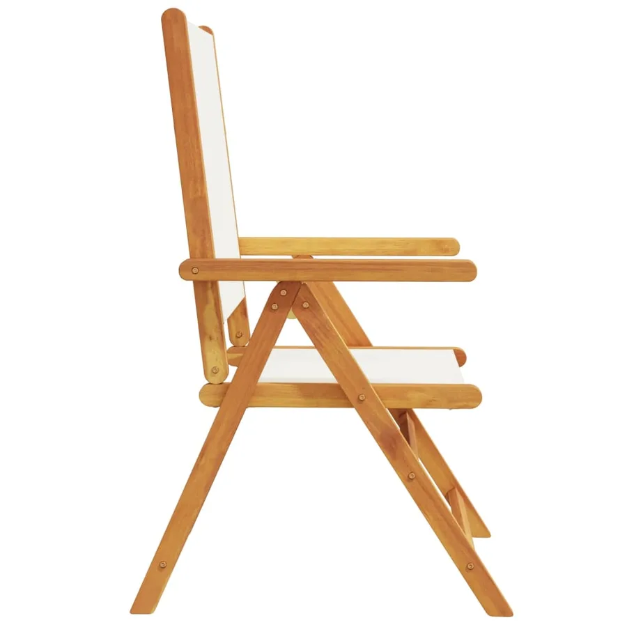 Chaises de jardin lot de 2 blanc crème bois acacia massif tissu - 6