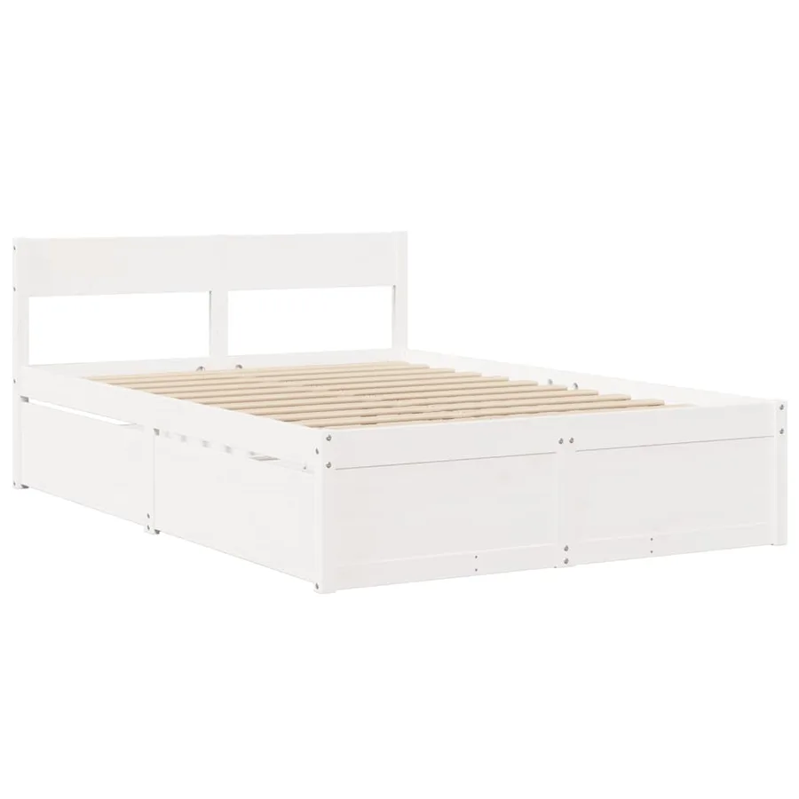 Cadre de lit sans matelas blanc 120x200 cm bois de pin massif - 3