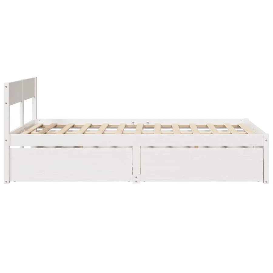 Cadre de lit sans matelas blanc 120x200 cm bois de pin massif - 5