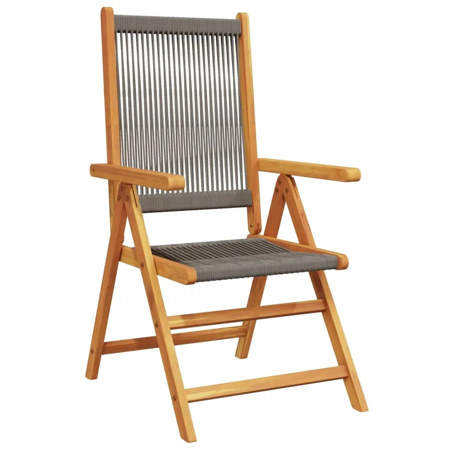Chaises de jardin lot de 2 gris bois d'acacia et polypropylène - 4