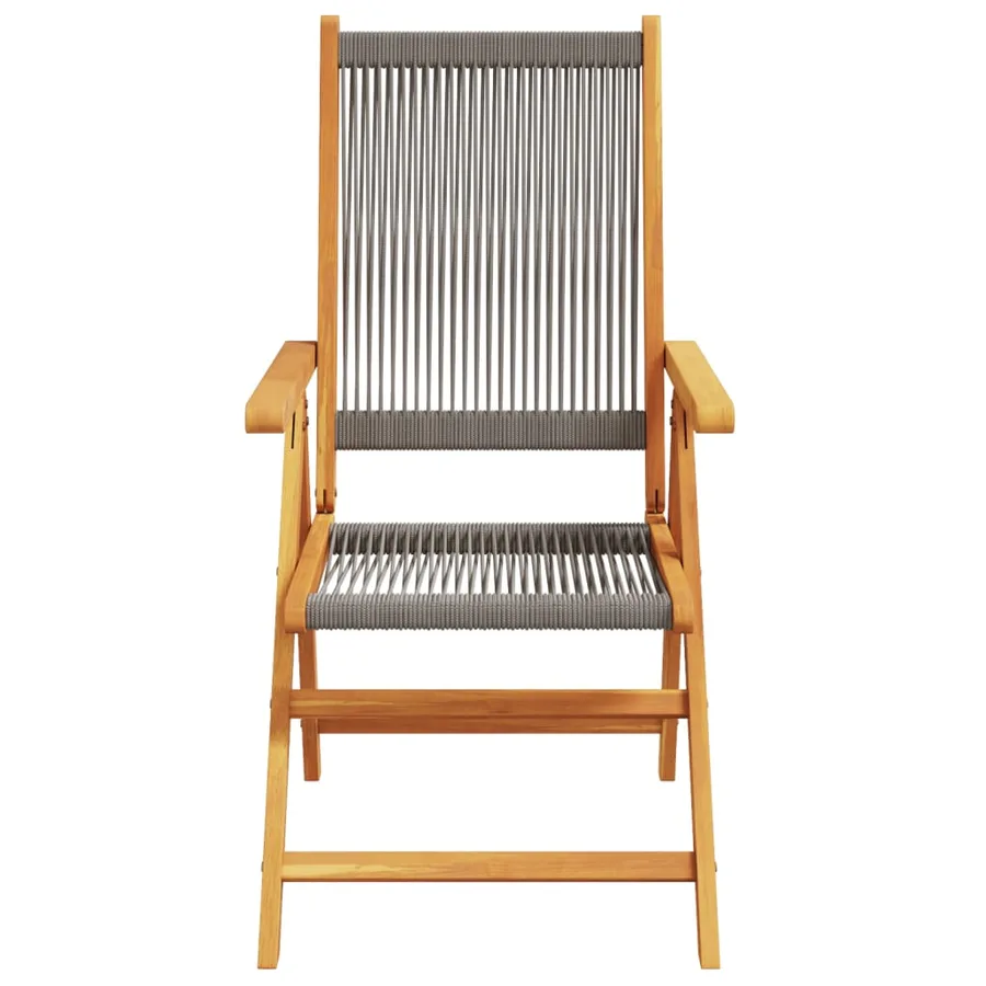 Chaises de jardin lot de 2 gris bois d'acacia et polypropylène - 5