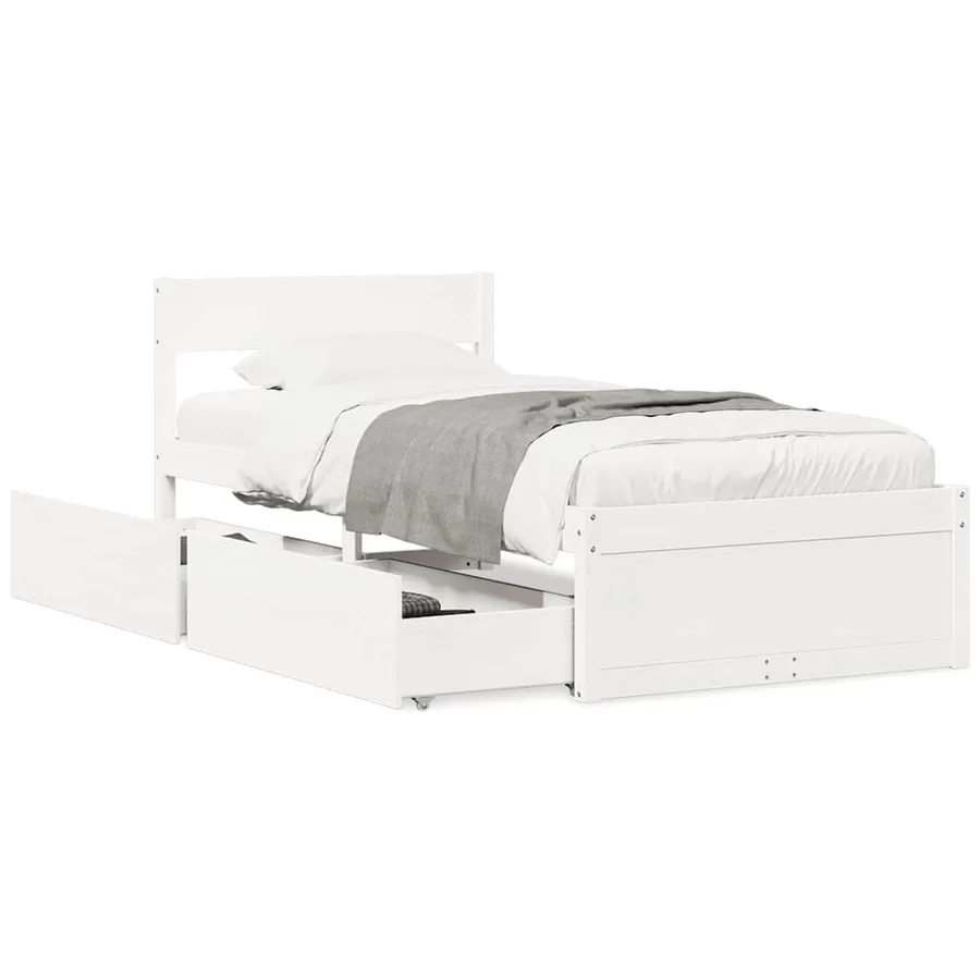 Cadre de lit sans matelas blanc 90x200 cm bois de pin massif - 2