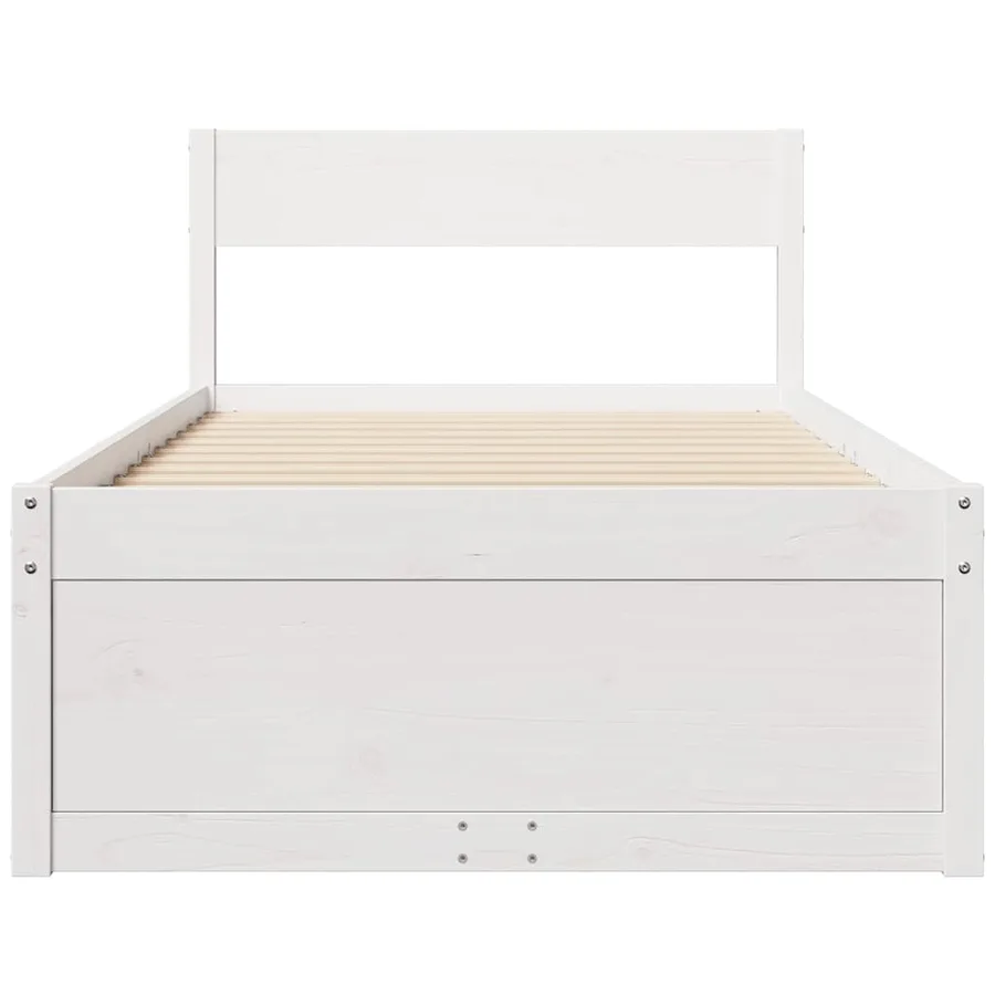 Cadre de lit sans matelas blanc 90x200 cm bois de pin massif - 4