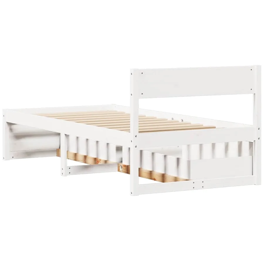 Cadre de lit sans matelas blanc 90x200 cm bois de pin massif - 6