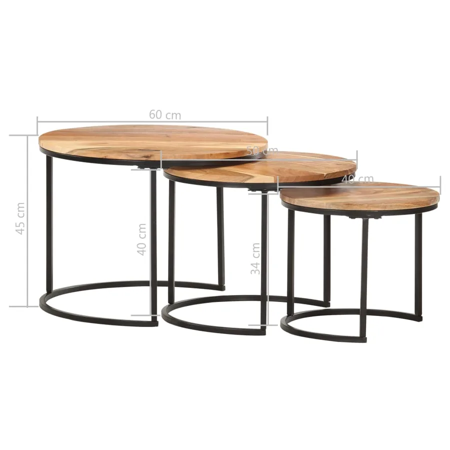 Tables gigognes 3 pcs Bois d'acacia massif - 10