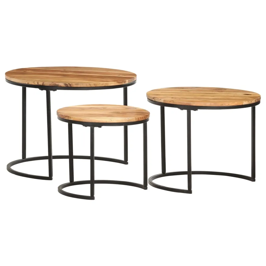 Tables gigognes 3 pcs Bois d'acacia massif - 3