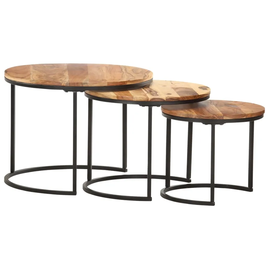 Tables gigognes 3 pcs Bois d'acacia massif - 6