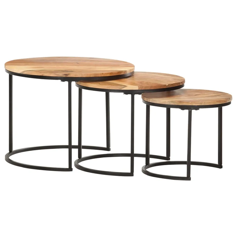 Tables gigognes 3 pcs Bois d'acacia massif - 7