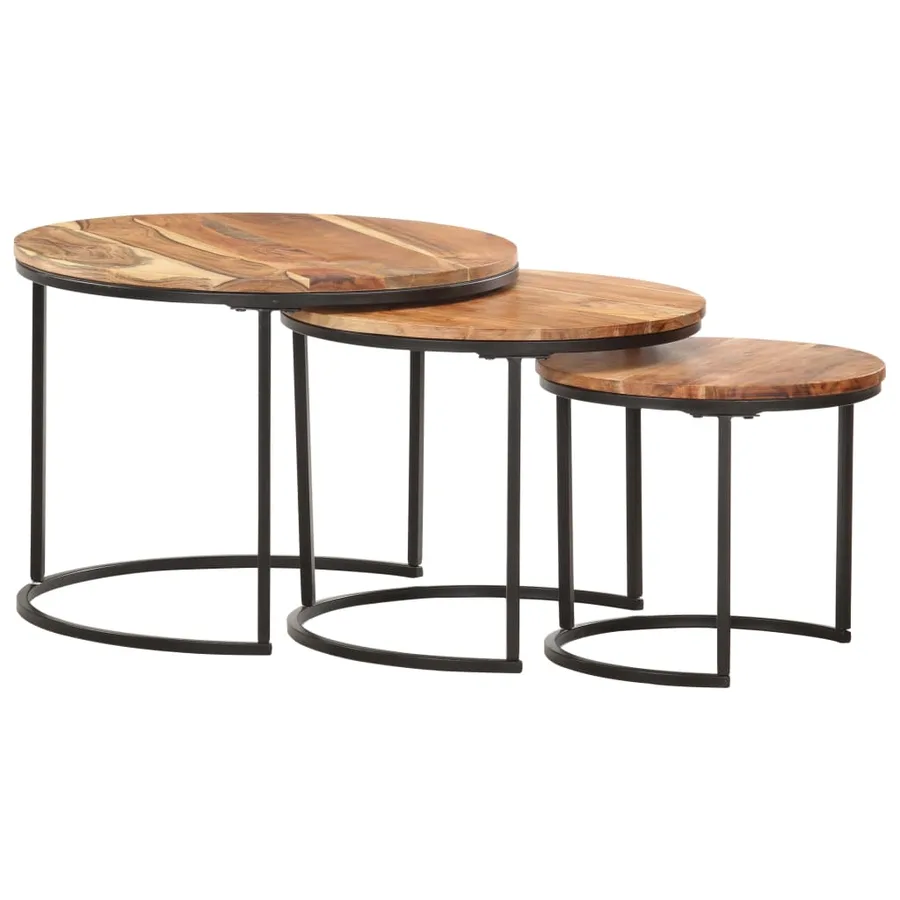 Tables gigognes 3 pcs Bois d'acacia massif - 8