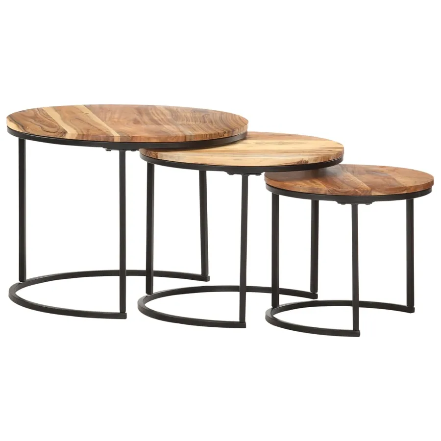 Tables gigognes 3 pcs Bois d'acacia massif - 9
