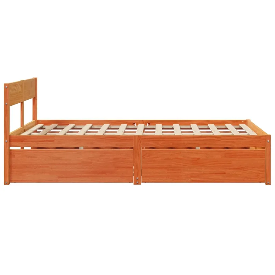 Cadre de lit sans matelas cire marron 135x190cm bois pin massif - 5