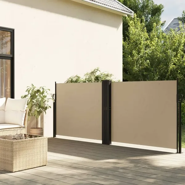 Auvent latéral rétractable beige 140x600 cm