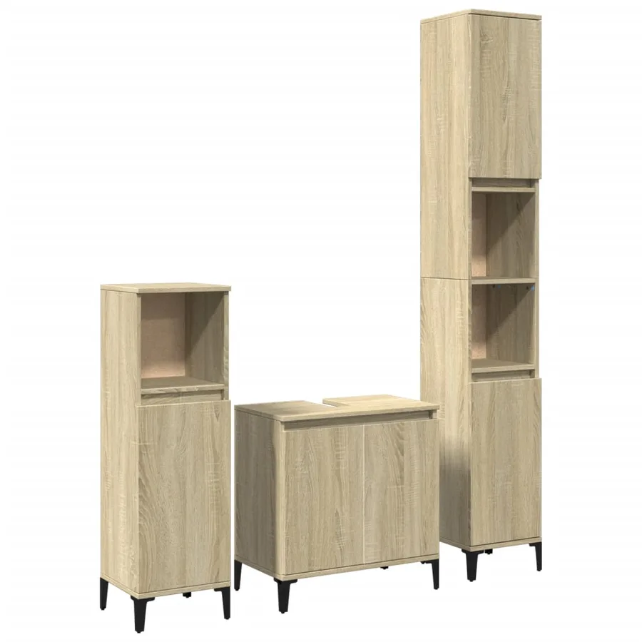 Ensemble de meubles de salle de bain 3 pcs chêne sonoma - 2