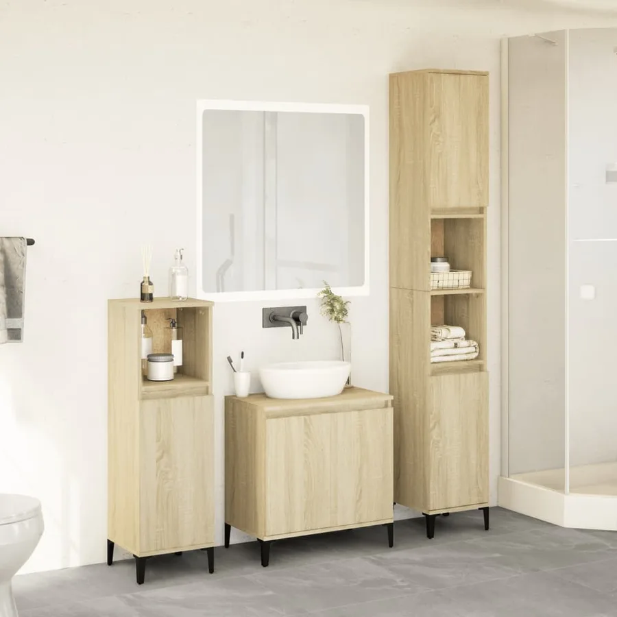 Ensemble de meubles de salle de bain 3 pcs chêne sonoma - 3