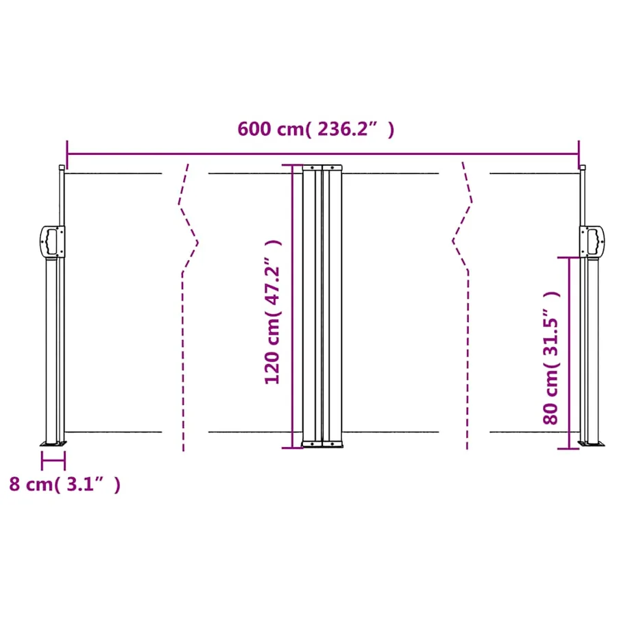 Auvent latéral rétractable blanc 120x600 cm - 10