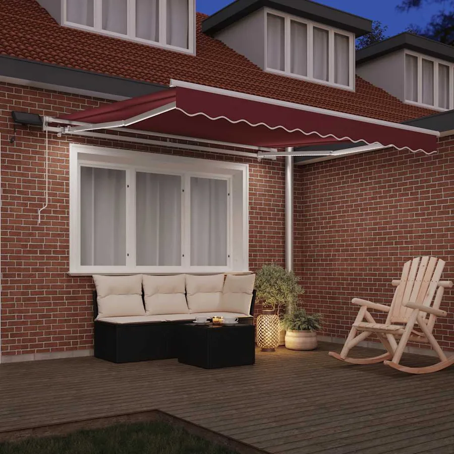 Auvent manuel rétractable avec LED bordeaux 300x250 cm - 3