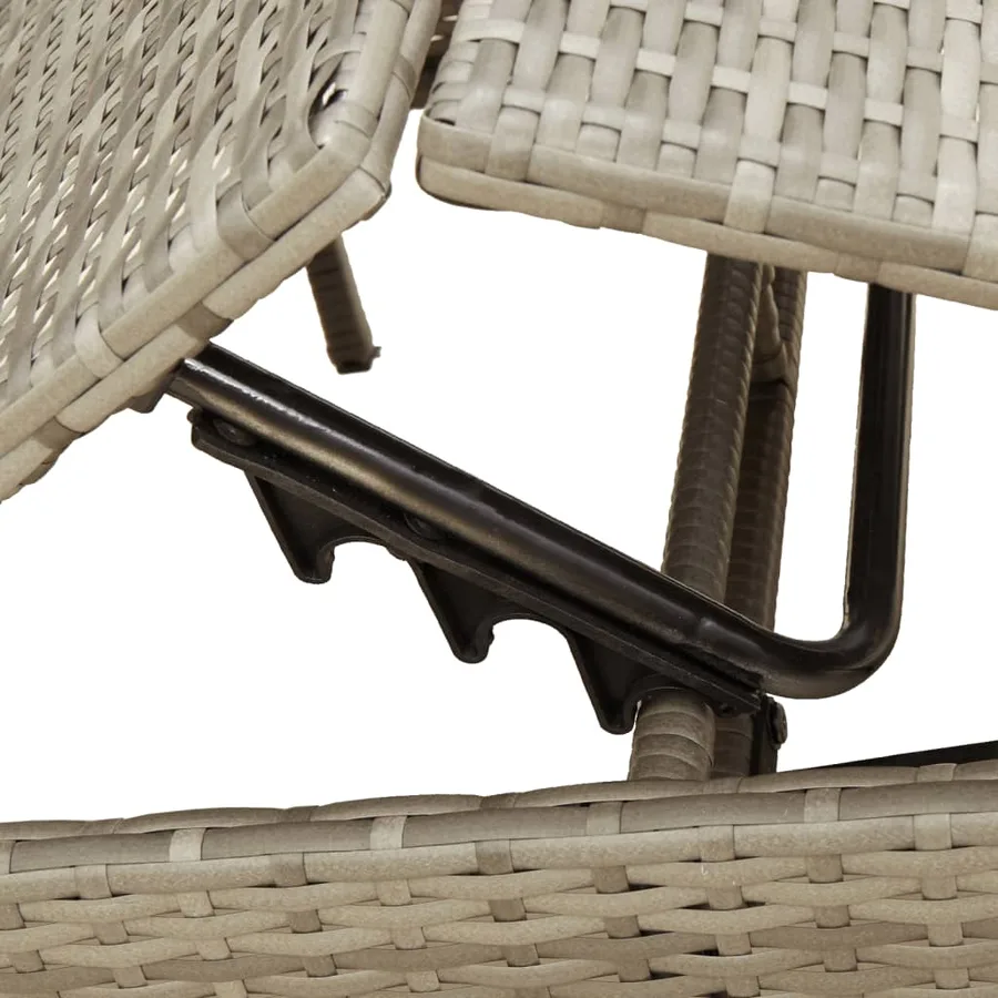 Chaises longues lot de 2 avec table gris résine tressée - 8