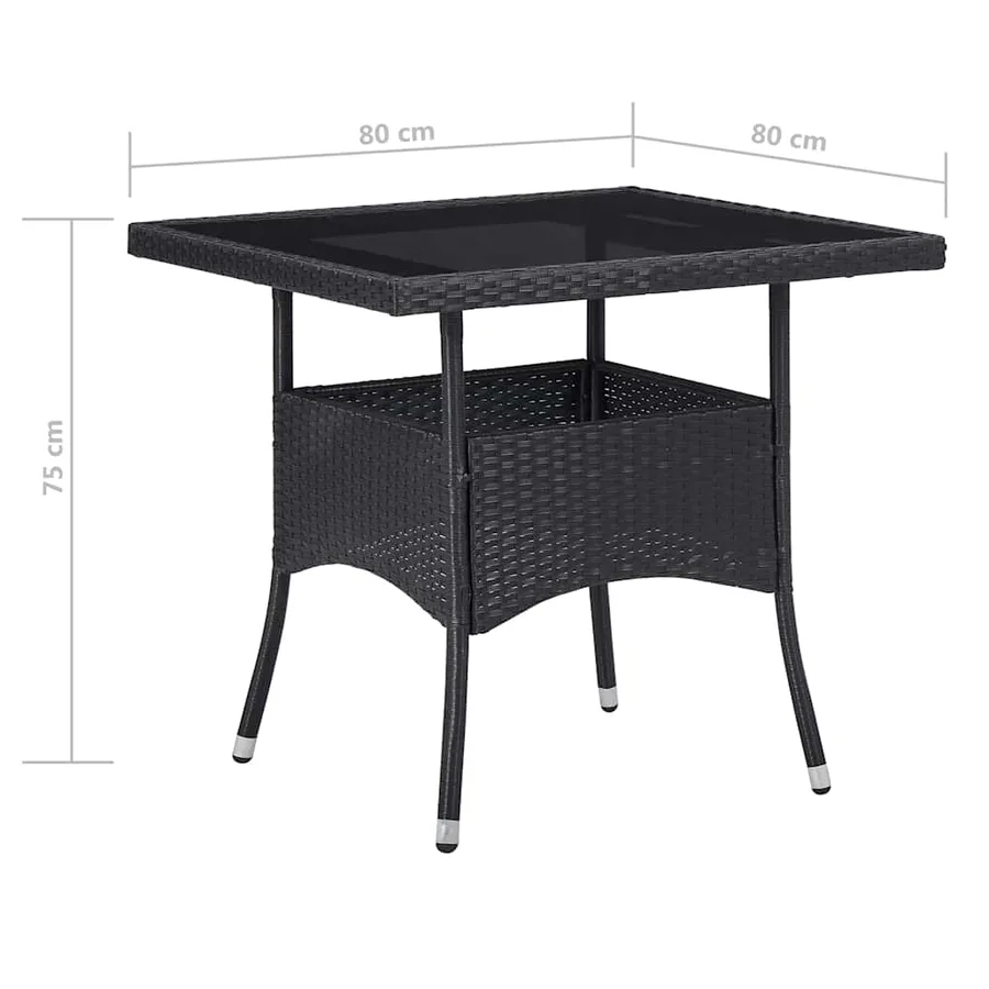 Garden dining set 5 pcs Poly rattan and glass Black - 11