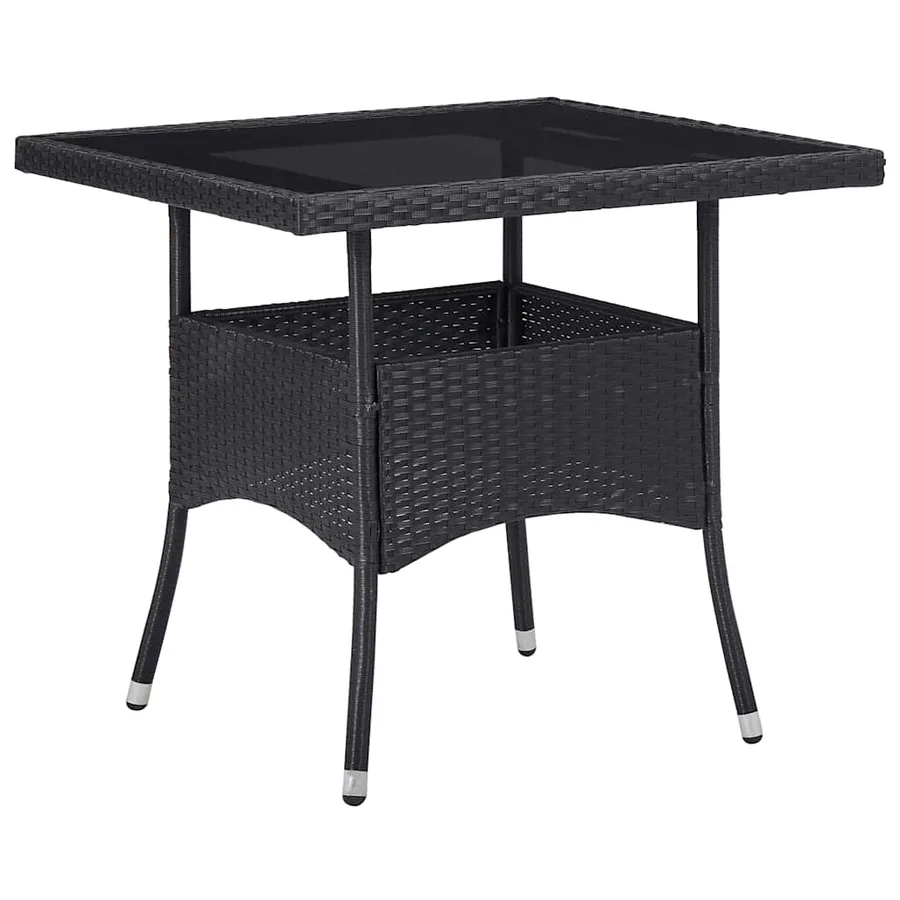 Garden dining set 5 pcs Poly rattan and glass Black - 3