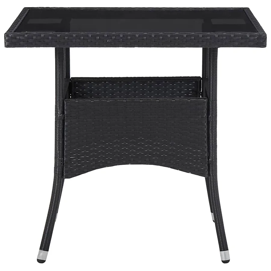 Ensemble à dîner de jardin 5 pcs Résine tressée et verre Noir - 4