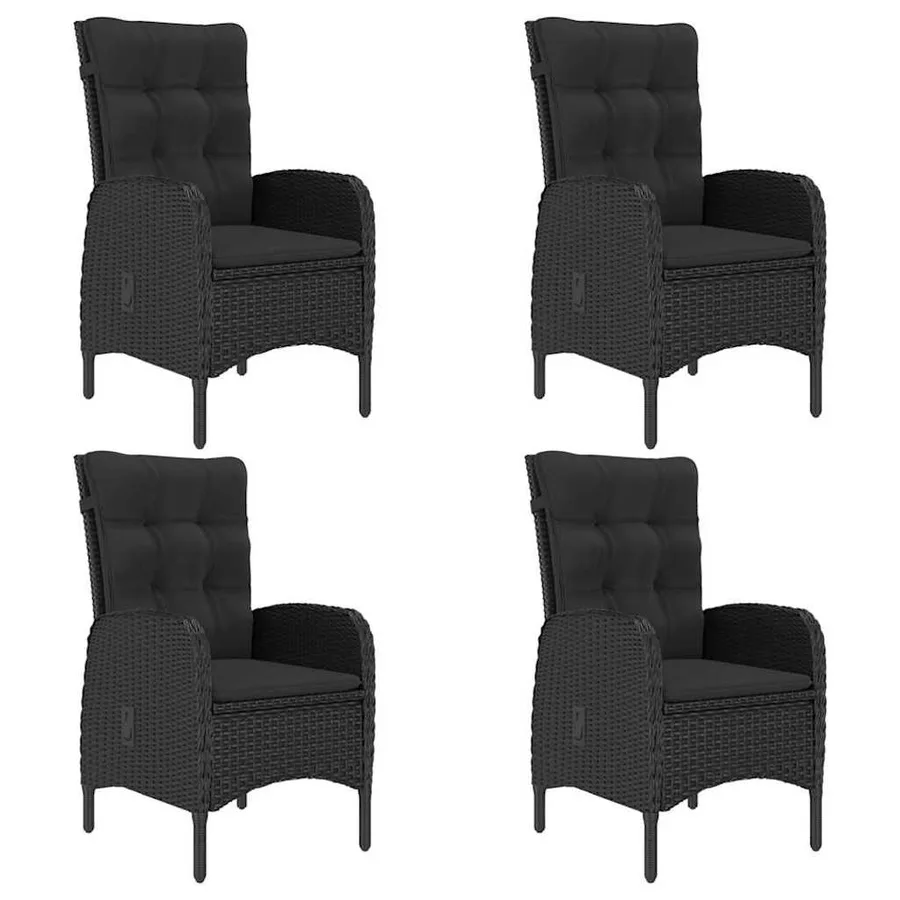Ensemble à dîner de jardin 5 pcs Résine tressée et verre Noir - 5