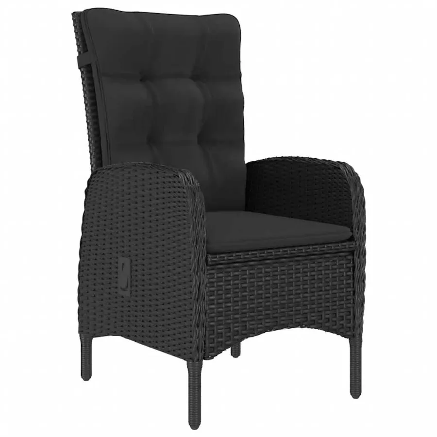 Ensemble à dîner de jardin 5 pcs Résine tressée et verre Noir - 6