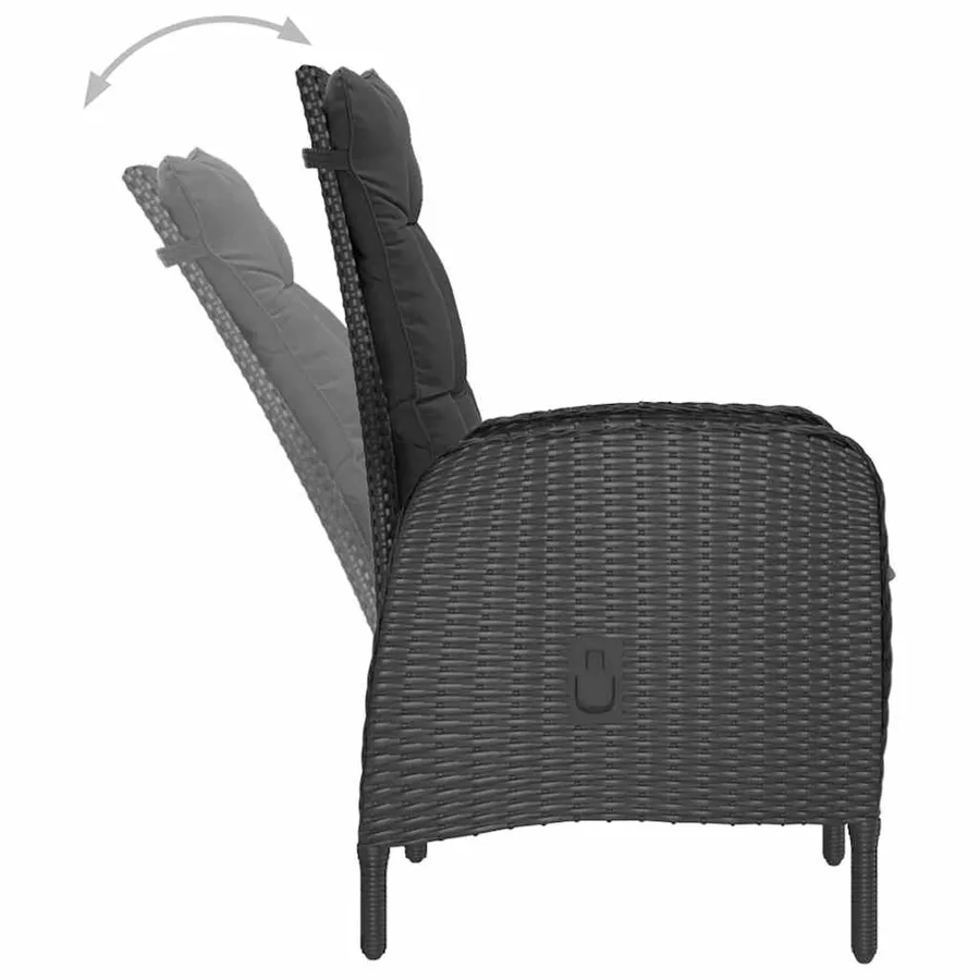 Ensemble à dîner de jardin 5 pcs Résine tressée et verre Noir - 8