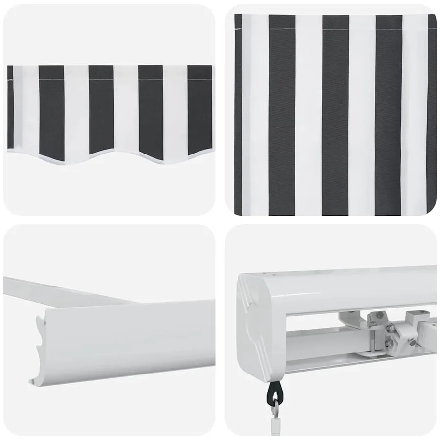 Auvent rétractable anthracite et blanc 4x3 m tissu et aluminium - 9