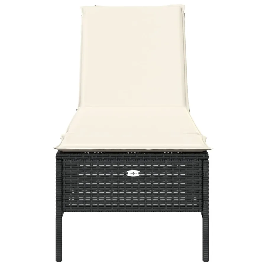 Chaise longue avec coussin noir résine tressée - 4