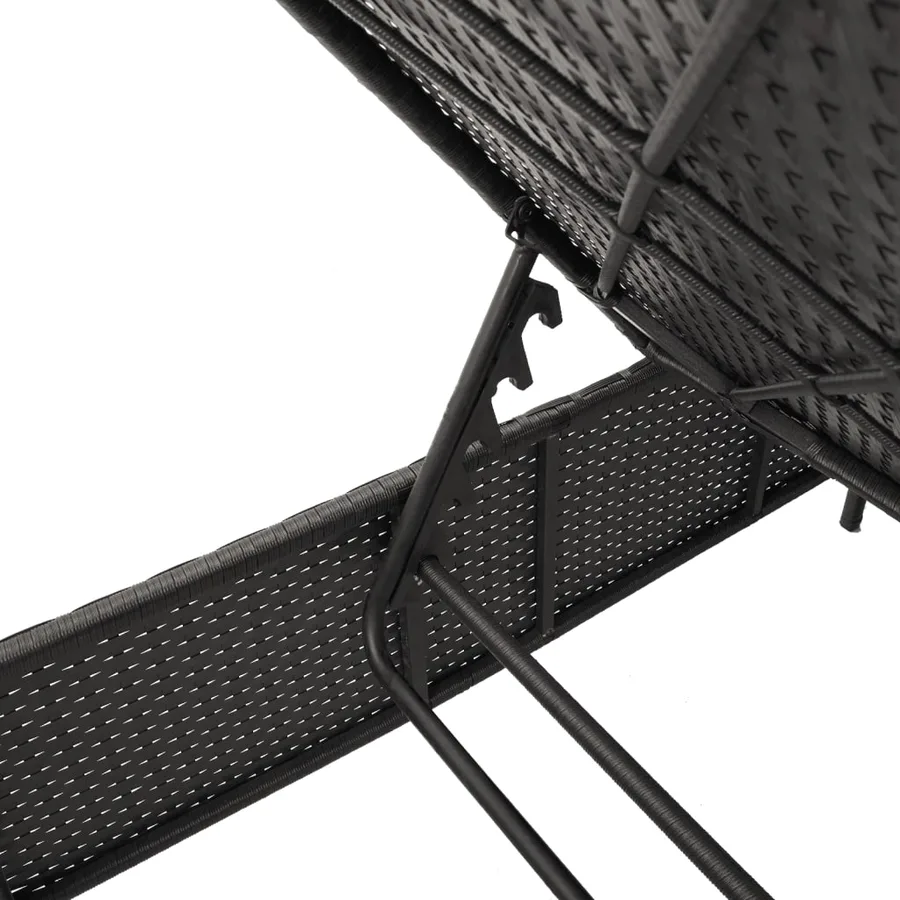 Chaise longue avec coussin noir résine tressée - 8
