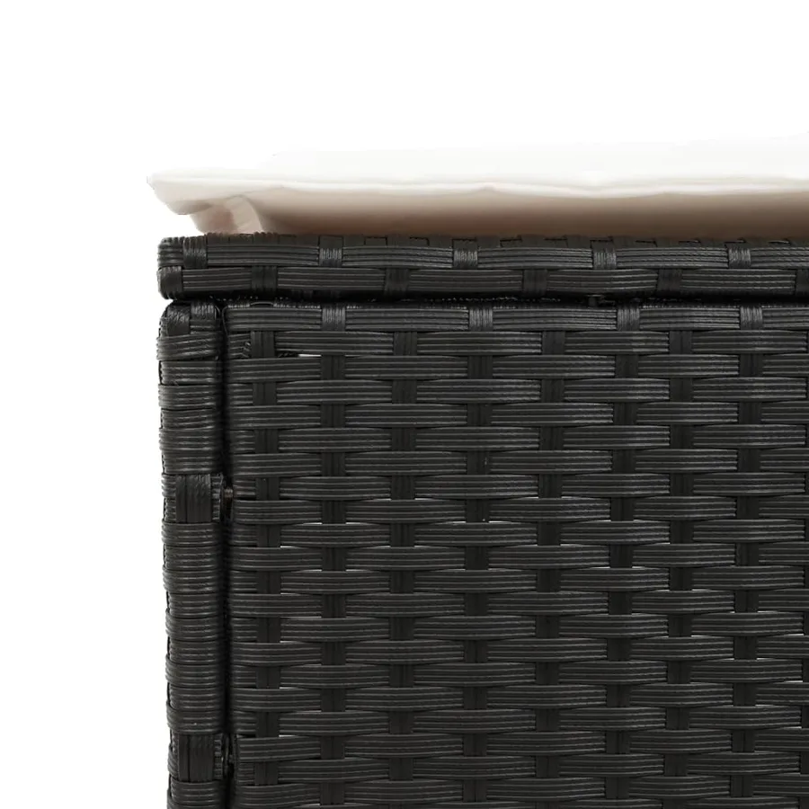 Chaise longue avec coussin noir résine tressée - 9