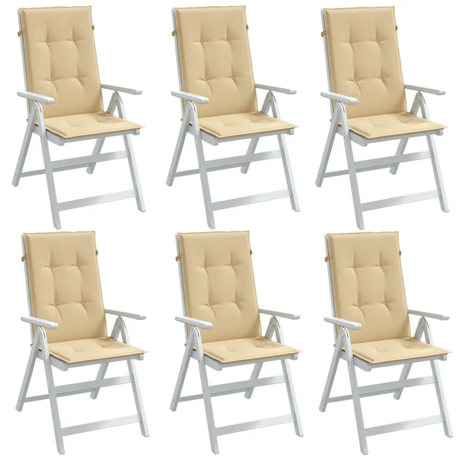 Coussins de chaise à dossier haut lot de 6 beige mélangé tissu