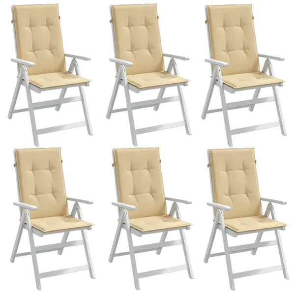 Coussins de chaise à dossier haut lot de 6 beige mélangé tissu