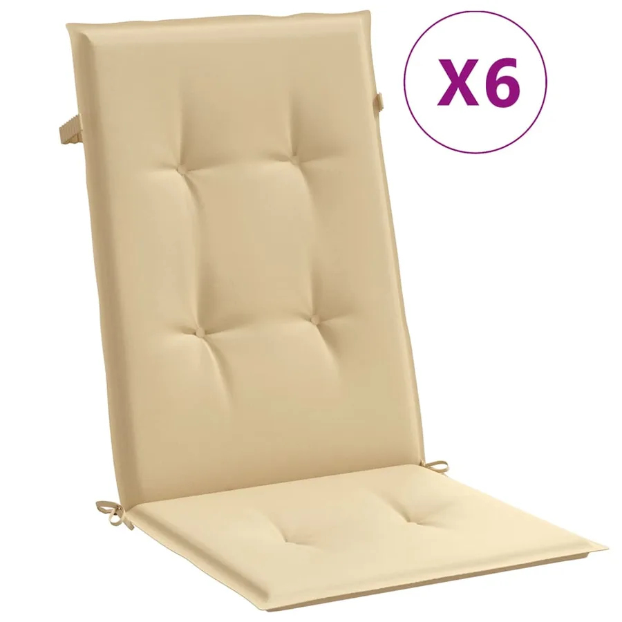 Coussins de chaise à dossier haut lot de 6 beige mélangé tissu - 2