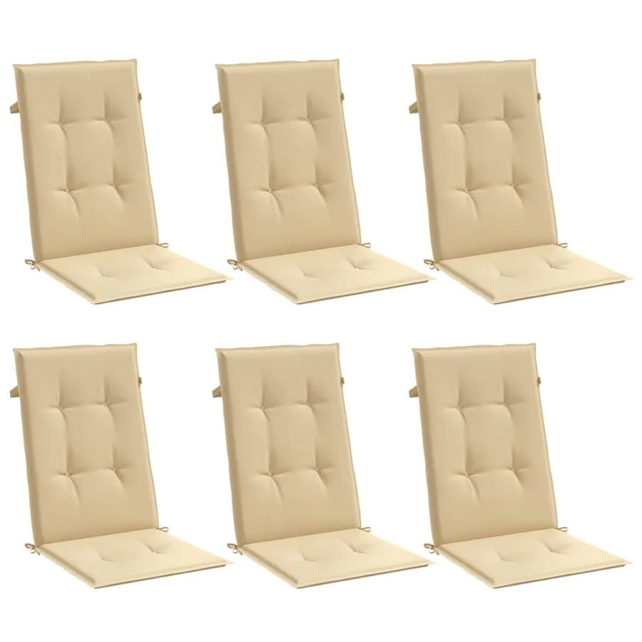 Coussins de chaise à dossier haut lot de 6 beige mélangé tissu - 4