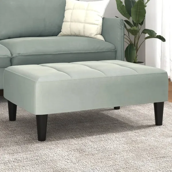 Repose-pied gris clair 77x55x31 cm velours