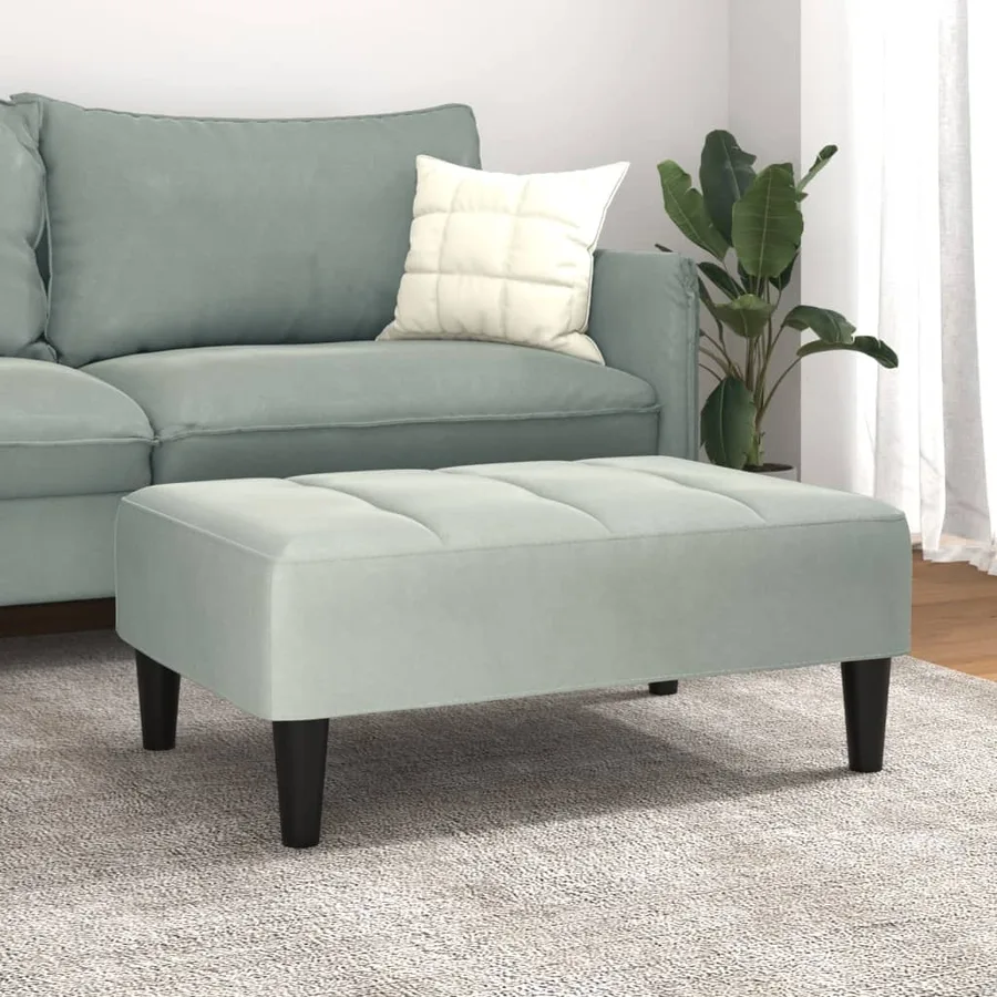 Repose-pied gris clair 77x55x31 cm velours - 3