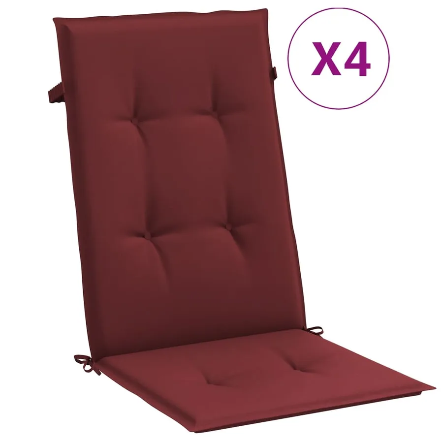 Coussins de chaise dossier haut lot de 4 rouge bordeaux mélangé - 2