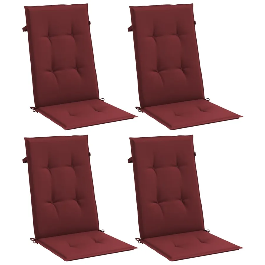 Coussins de chaise dossier haut lot de 4 rouge bordeaux mélangé - 4