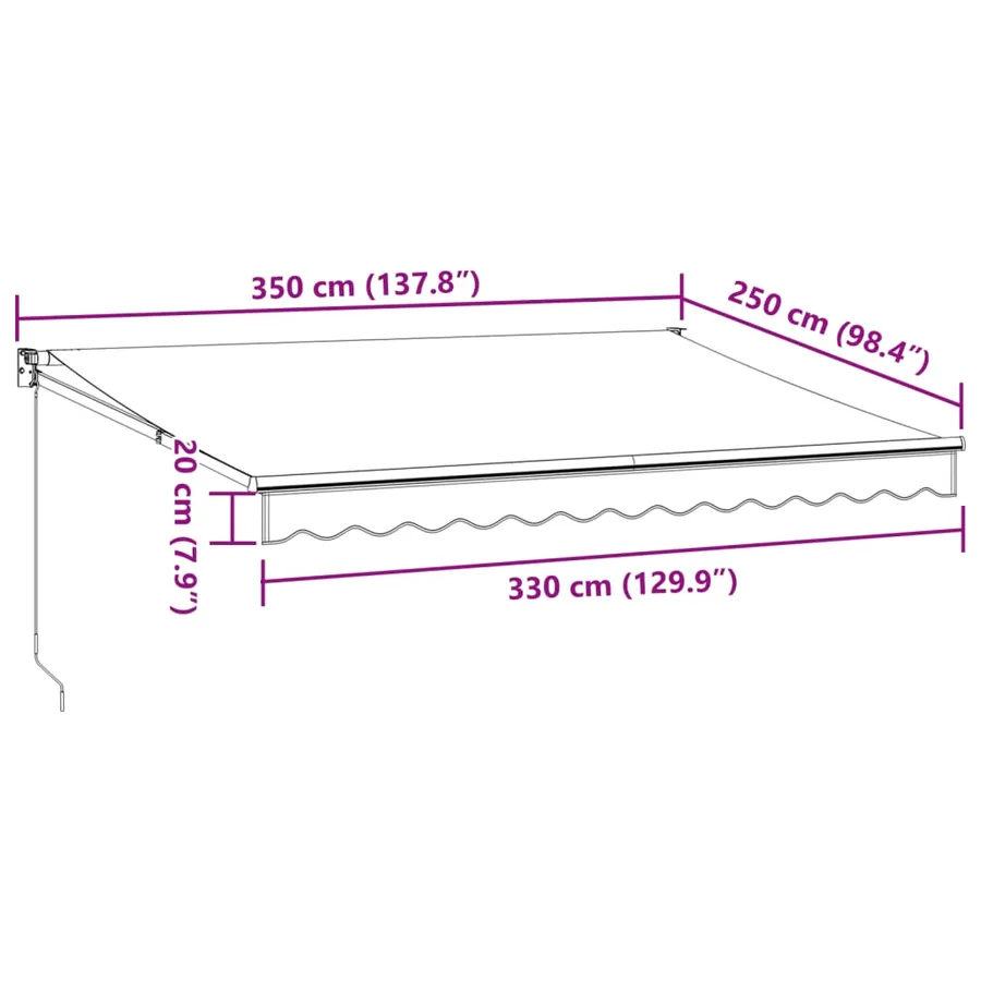 Auvent manuel rétractable marron 350x250 cm - 9
