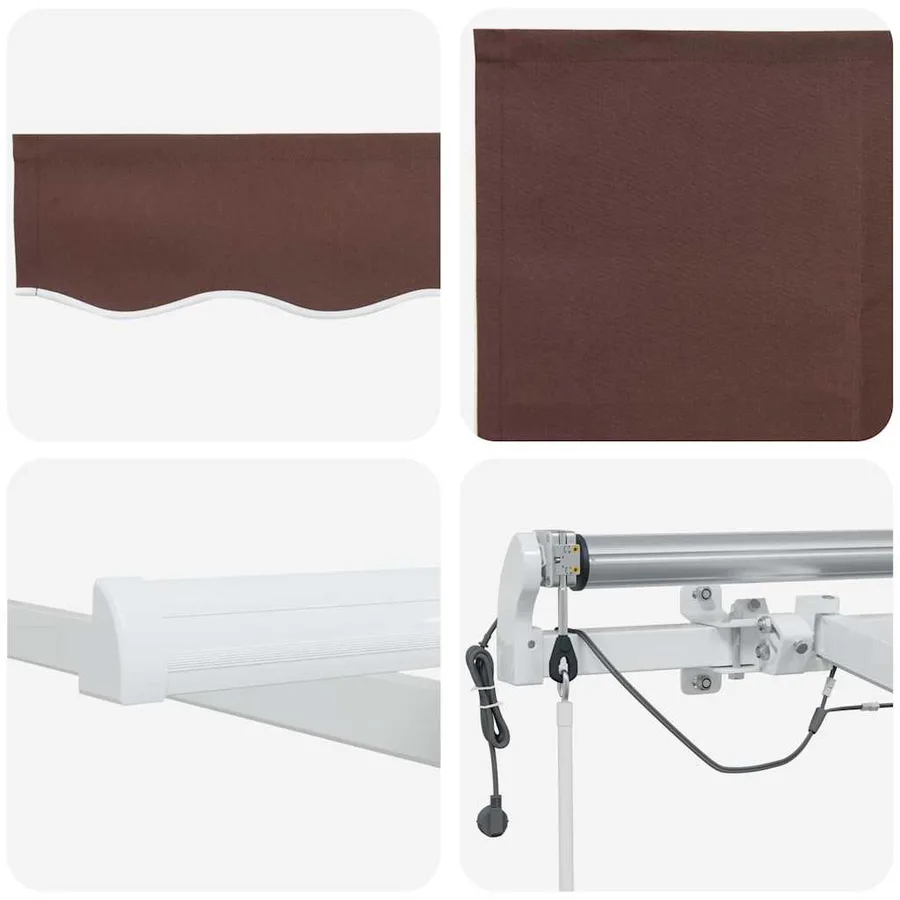 Auvent rétractable automatique avec LED marron 600x300 cm - 12