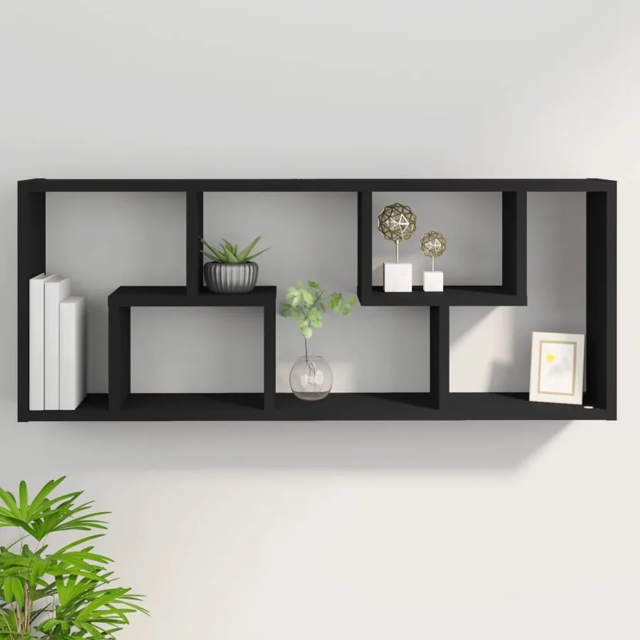 Étagère murale Noir 36x16x90 cm Bois d'ingénierie - 8