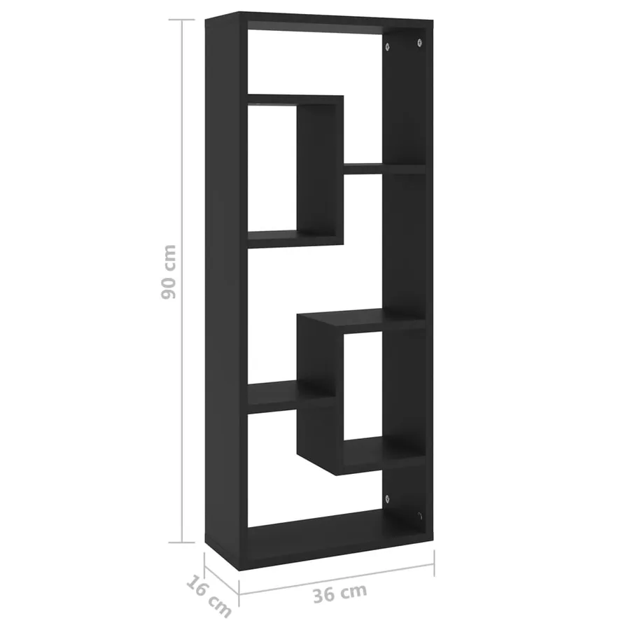 Étagère murale Noir 36x16x90 cm Bois d'ingénierie - 9