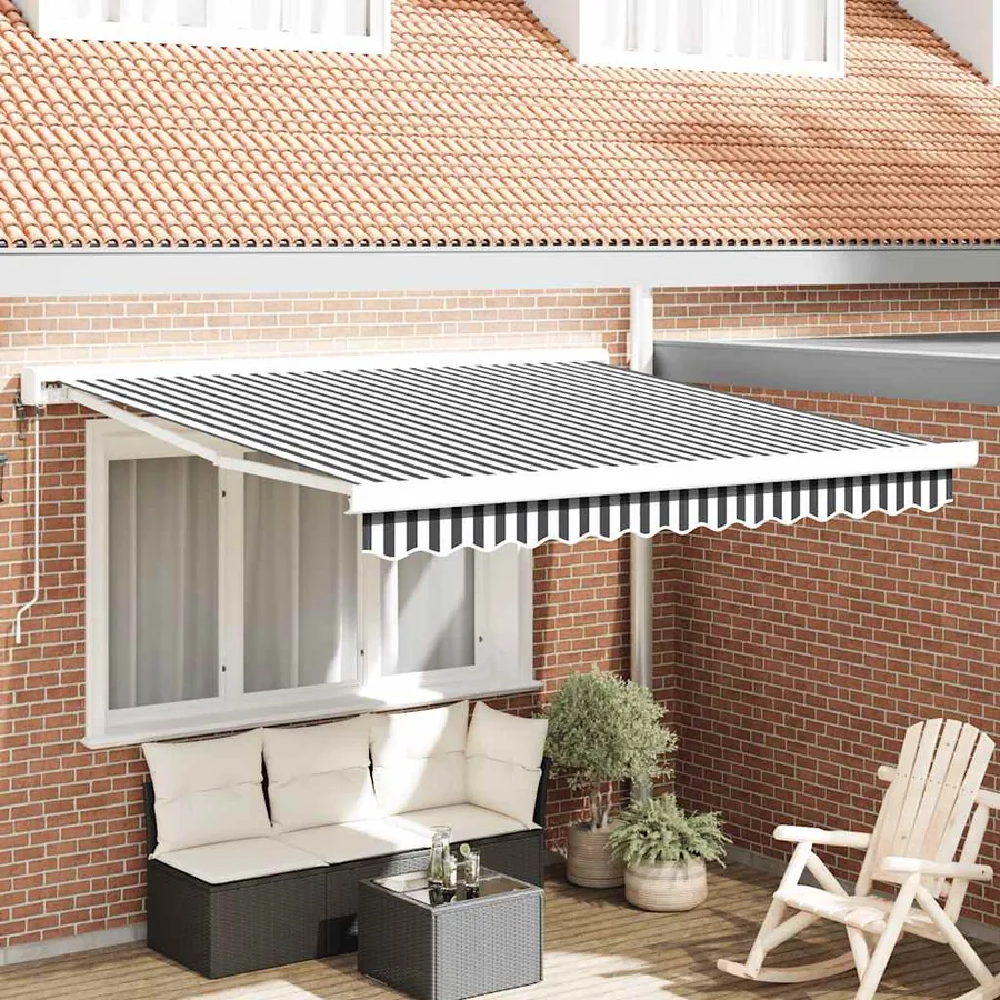 Auvent rétractable anthracite/blanc 3x2,5 m tissu et aluminium
